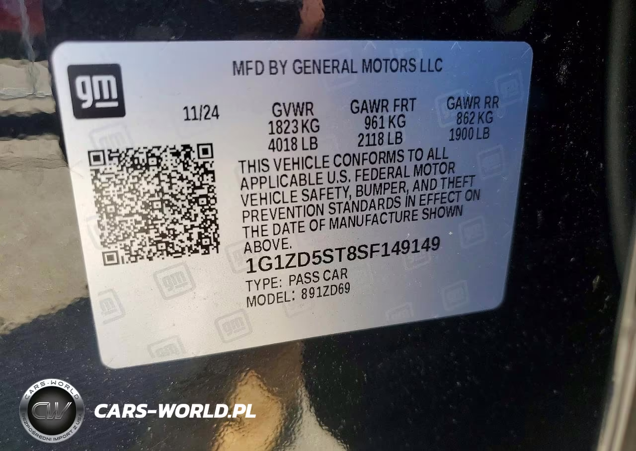 2025 Chevrolet Malibu Lt VIN:1G1ZD5ST8SF149149 - 12