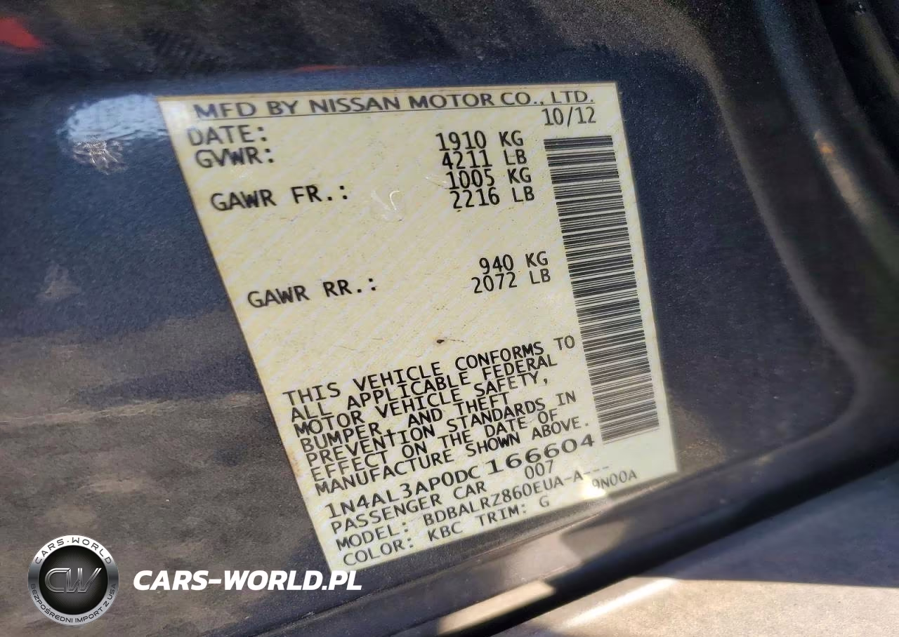 2013 Nissan Altima 2.5 VIN:1N4AL3AP0DC166604 - 13