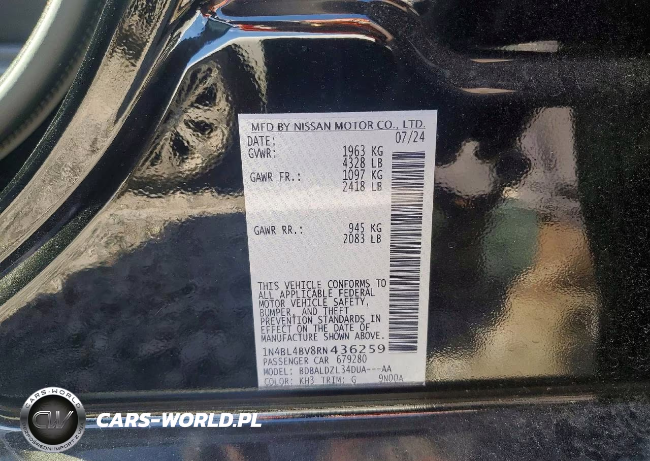 2024 Nissan Altima S VIN:1N4BL4BV8RN436259 - 12