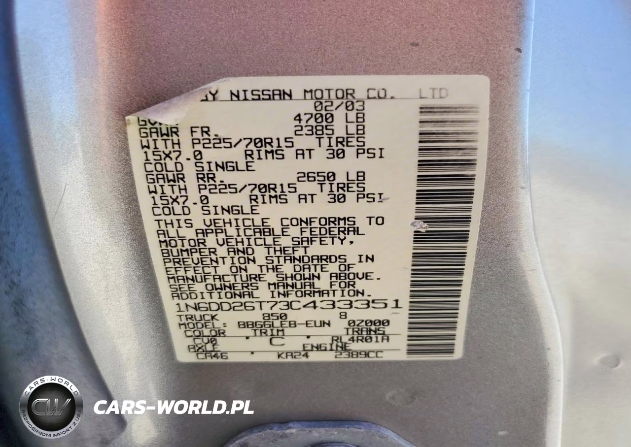 2003 Nissan Frontier King Cab Xe VIN:1N6DD26T73C433351 - 13