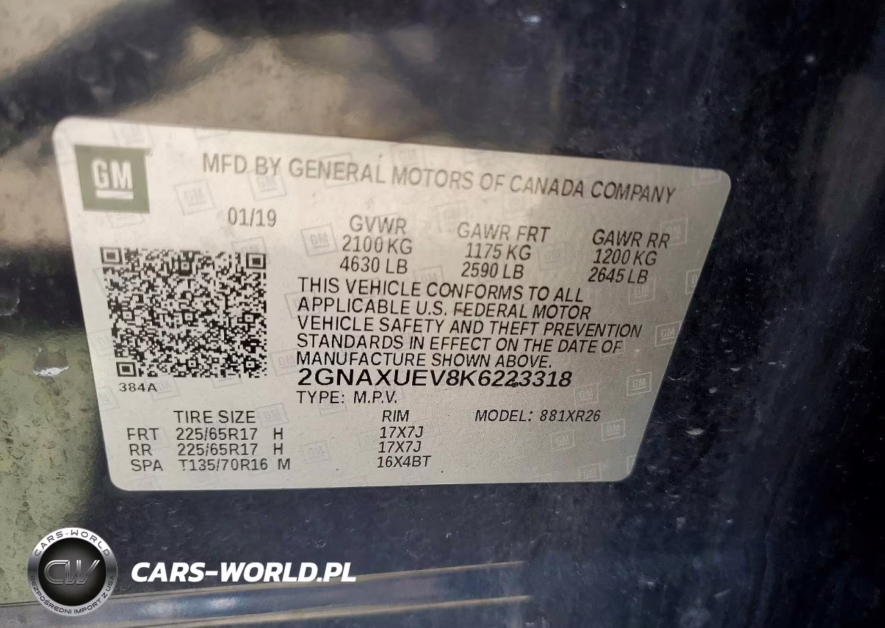 2019 Chevrolet Equinox Lt VIN:2GNAXUEV8K6223318 - 13