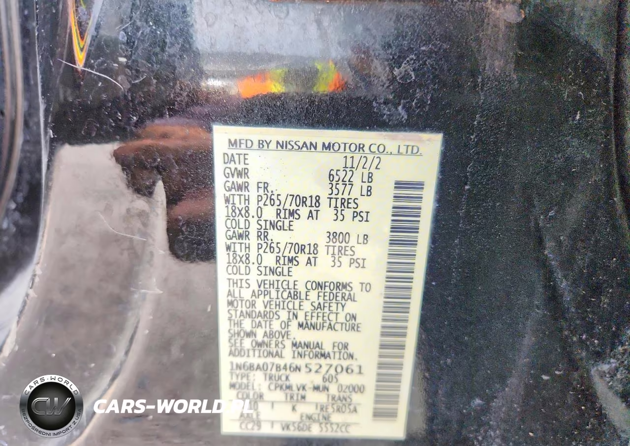 2006 Nissan Titan Xe-Se-Le VIN:1N6BA07B46N527061 - 13