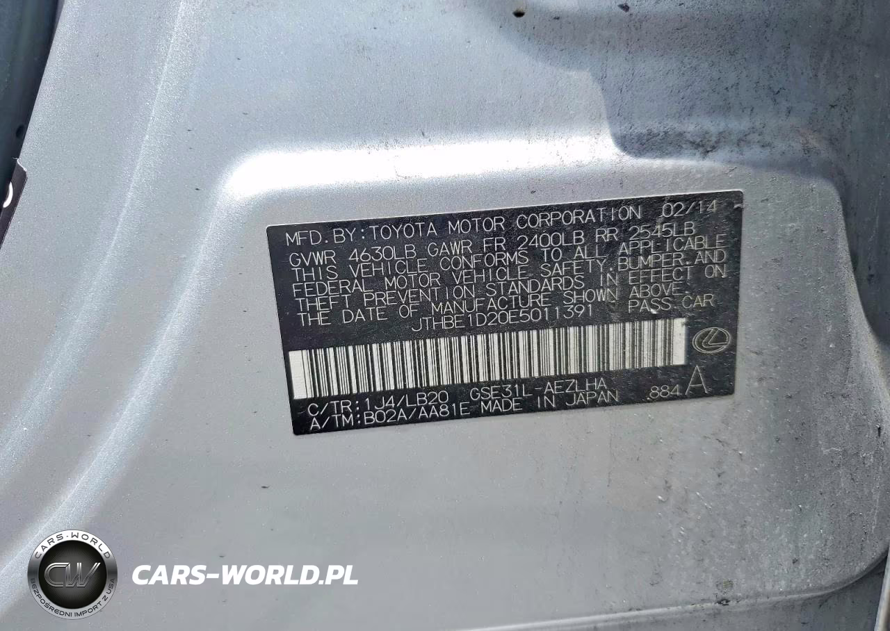 2014 Lexus Is 350 VIN:JTHBE1D20E5011391 - 13