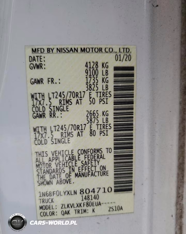 2020 Nissan Nv 2500 S VIN:1N6BF0LYXLN804710 - 12