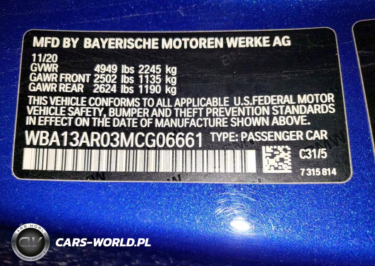 2021 BMW M440Xi VIN:WBA13AR03MCG06661 - 12