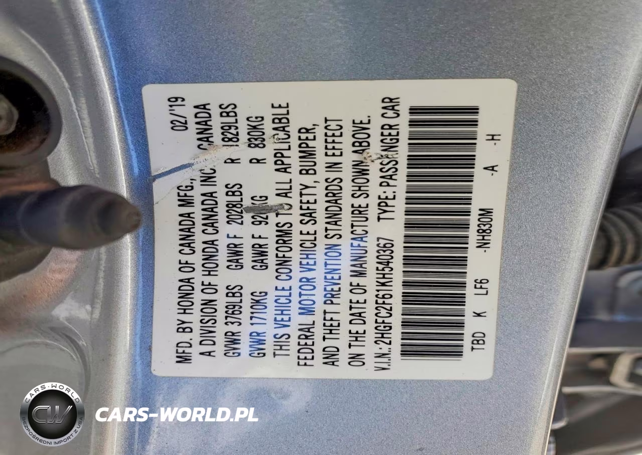2019 Honda Civic Lx VIN:2HGFC2F61KH540367 - 13