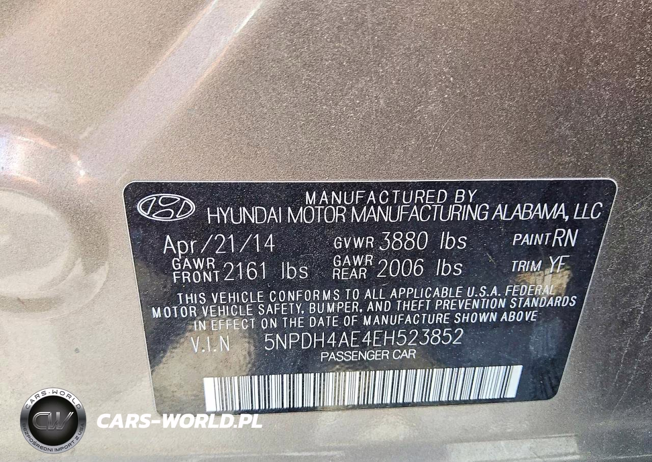 2014 Hyundai Elantra Se VIN:5NPDH4AE4EH523852 - 13