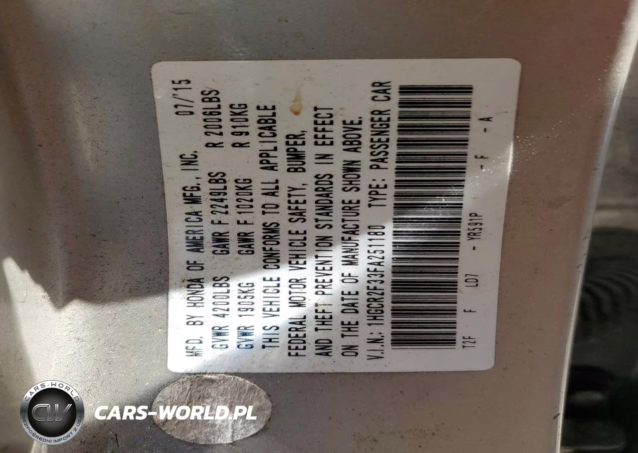 2015 Honda Accord Lx VIN:1HGCR2F33FA251180 - 12
