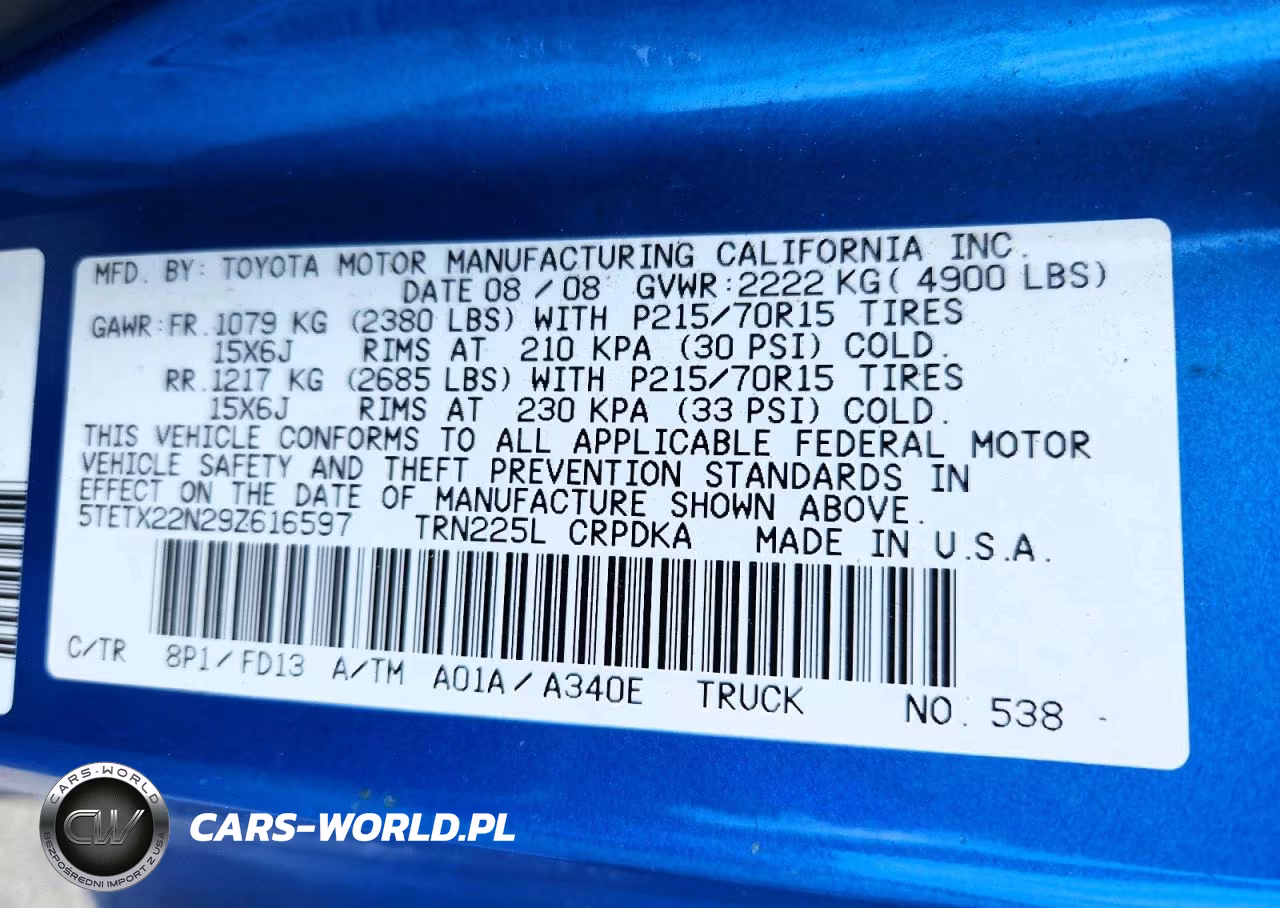 2009 Toyota Tacoma Access Cab VIN:5TETX22N29Z616597 - 12
