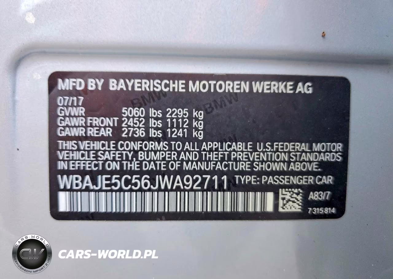 2018 BMW 540 I VIN:WBAJE5C56JWA92711 - 12