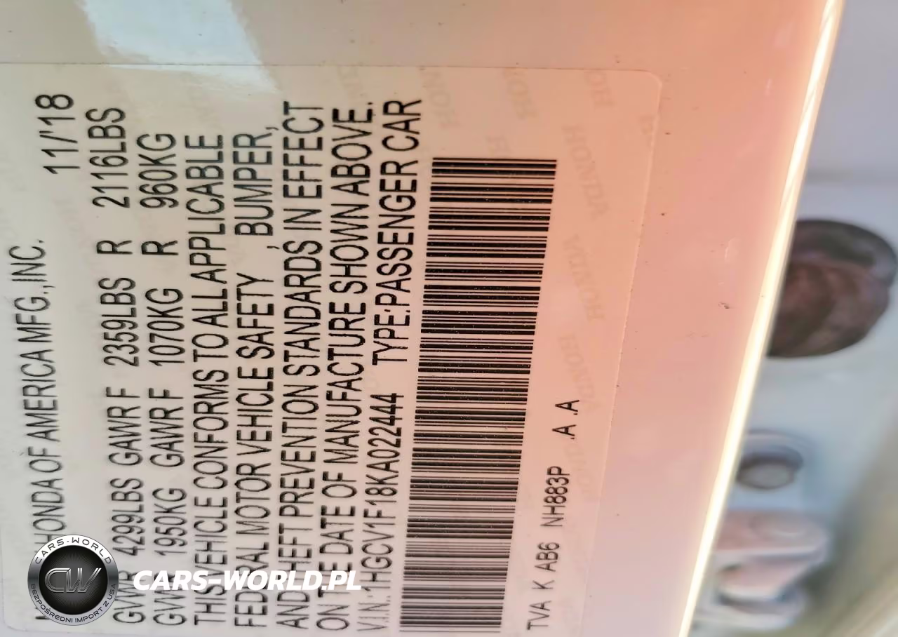 2019 Honda Accord Lx VIN:1HGCV1F18KA022444 - 13