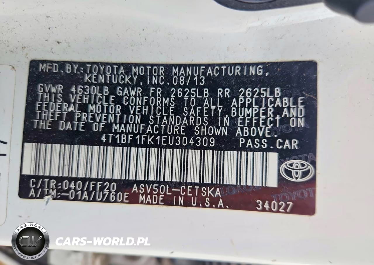 2014 Toyota Camry Se VIN:4T1BF1FK1EU304309 - 12