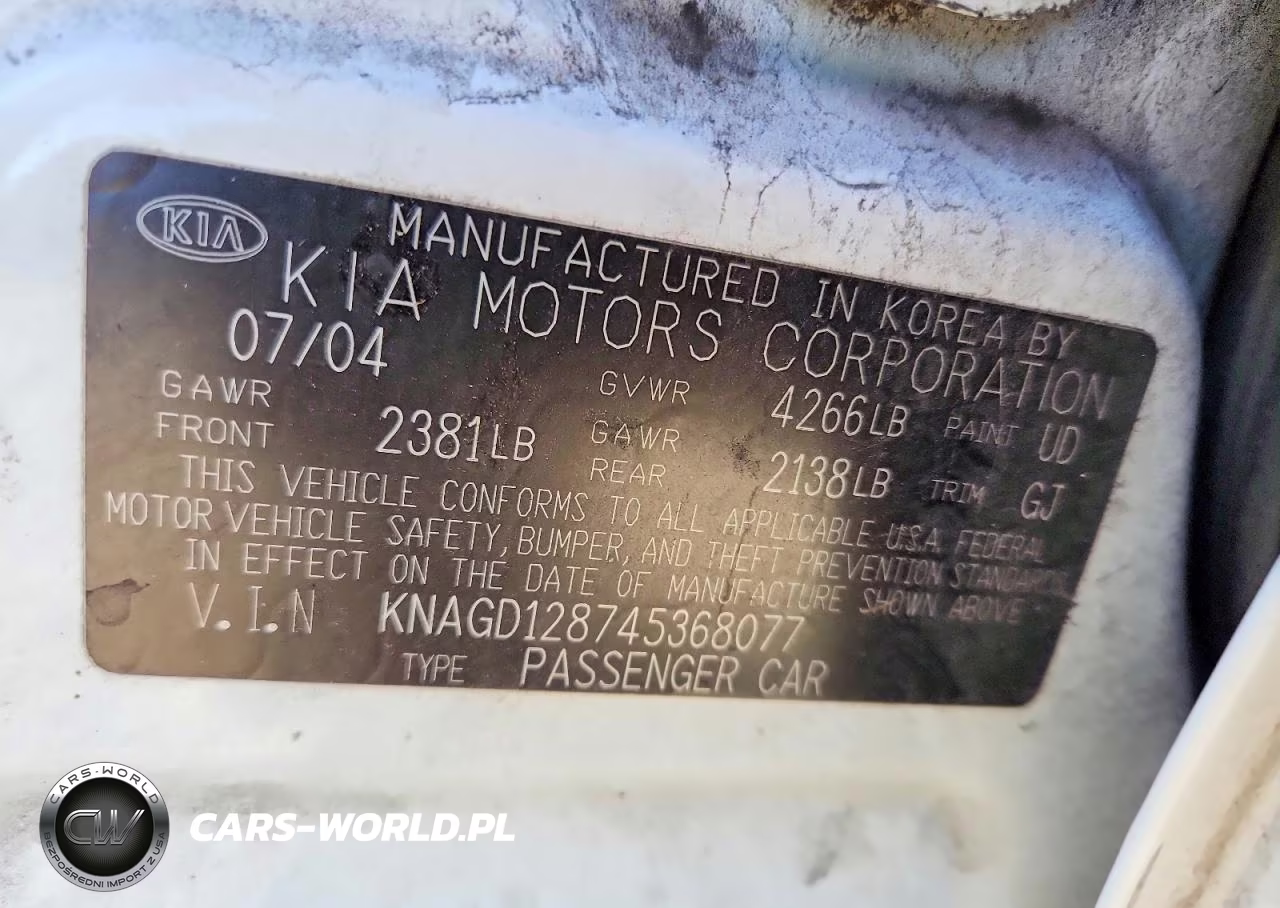 2004 Kia Optima Lx V6 VIN:KNAGD128745368077 - 12