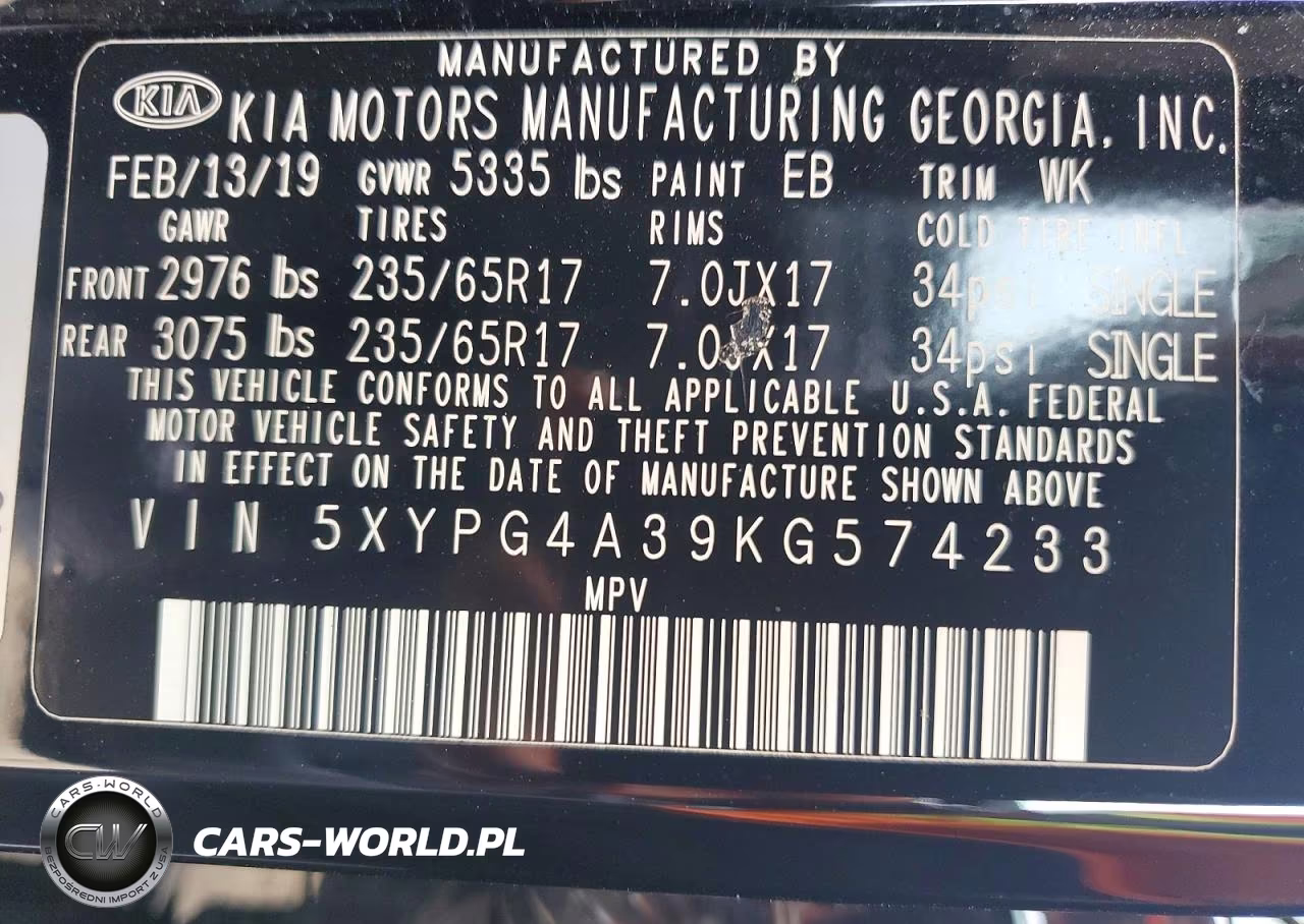 2019 Kia Sorento L VIN:5XYPG4A39KG574233 - 13