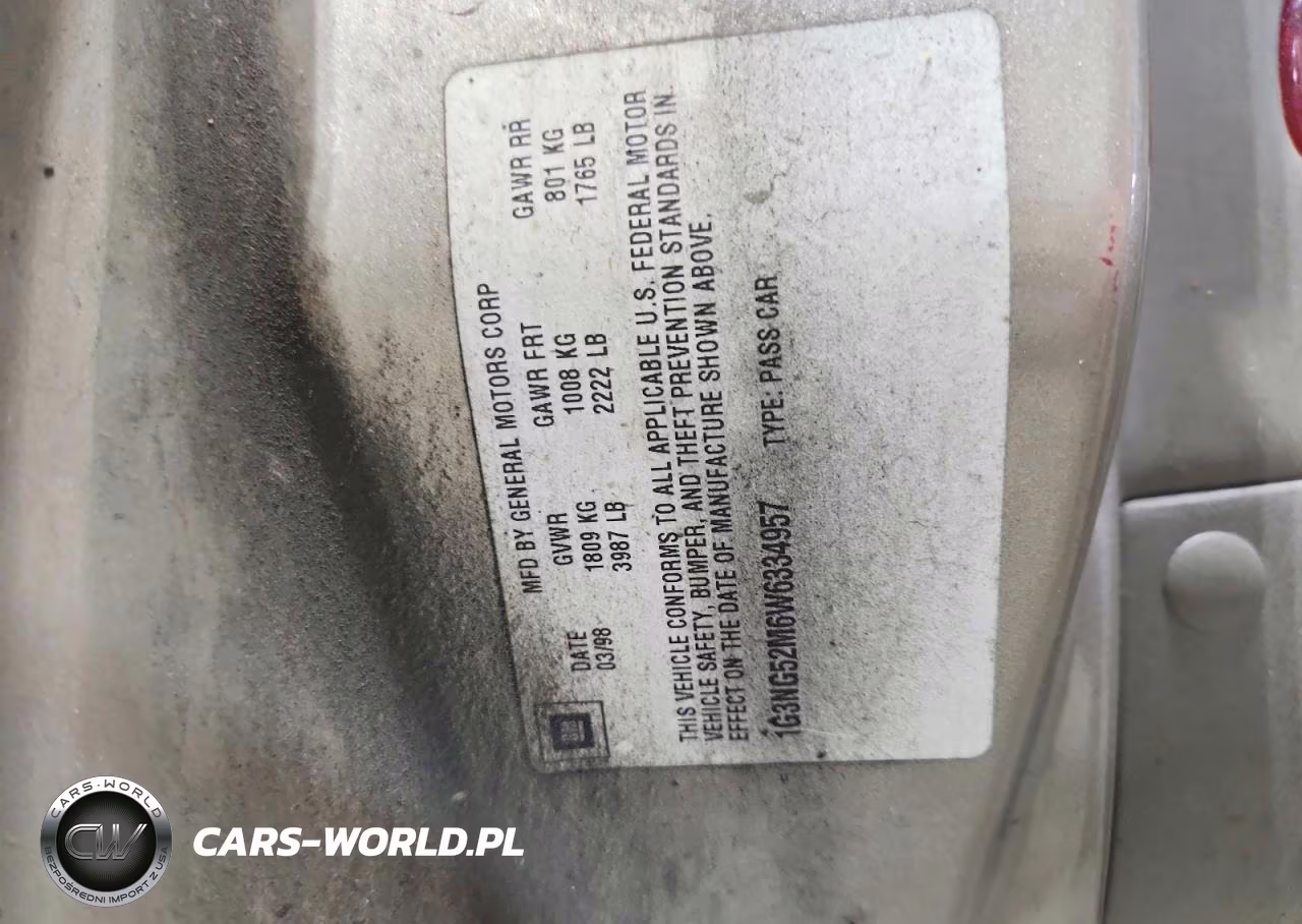 1998 Oldsmobile Cutlass Gls VIN:1G3NG52M6W6334957 - 12