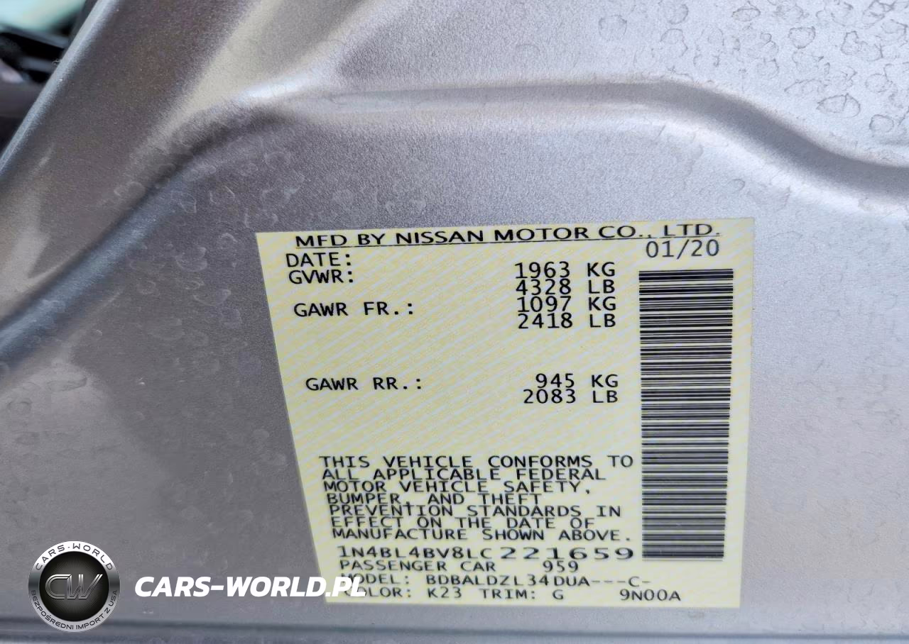2020 Nissan Altima S VIN:1N4BL4BV8LC221659 - 13