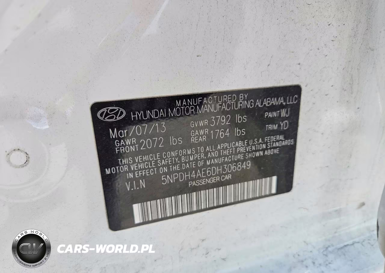 2013 Hyundai Elantra Gls VIN:5NPDH4AE6DH306849 - 13