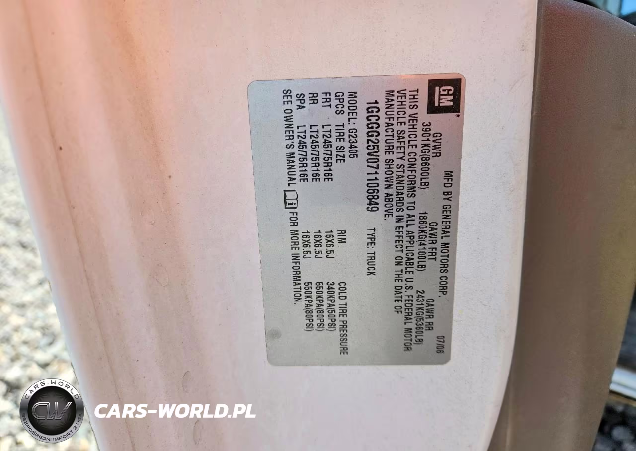 2007 Chevrolet Express G2500 VIN:1GCGG25V071106849 - 13