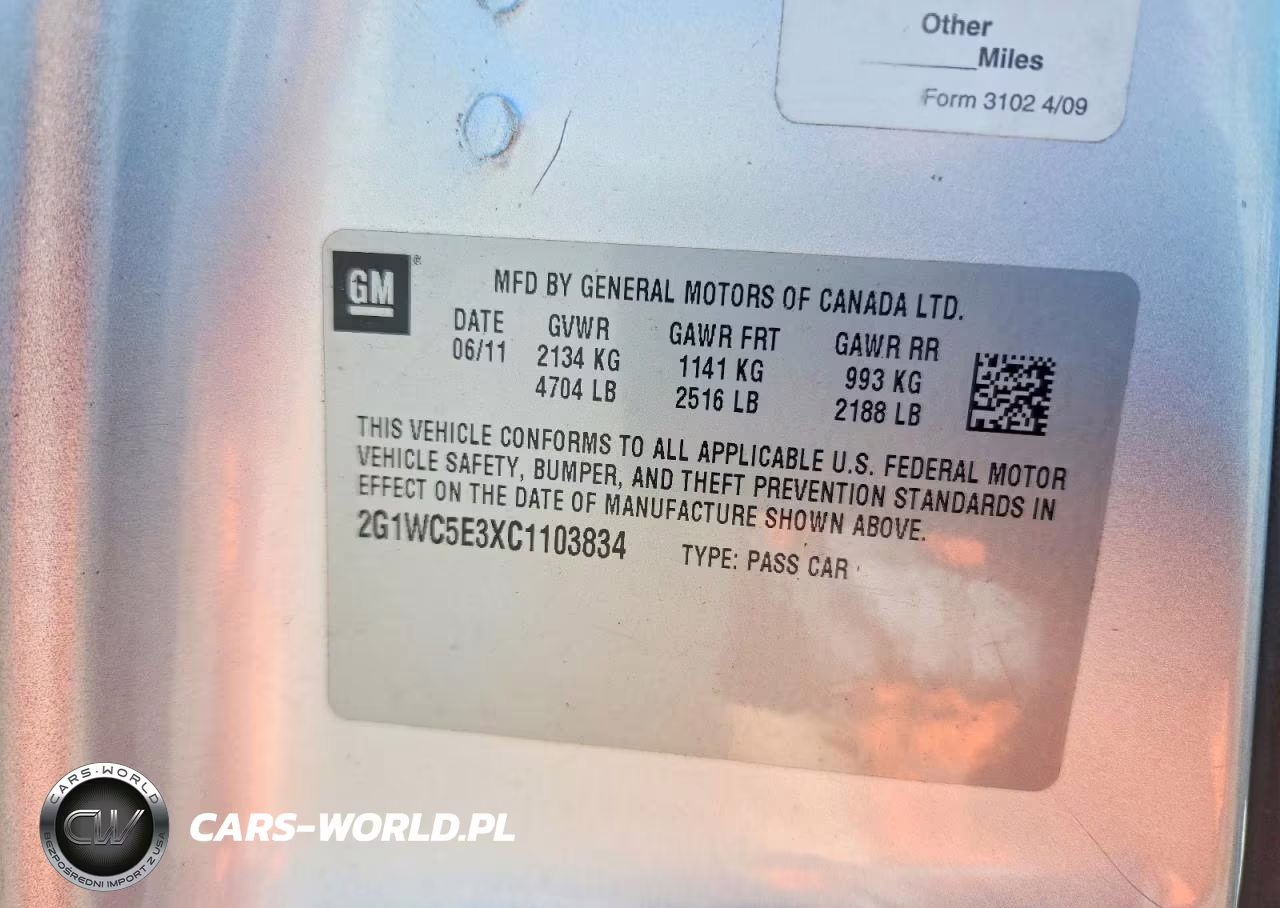 2012 Chevrolet Impala Ltz VIN:2G1WC5E3XC1103834 - 12