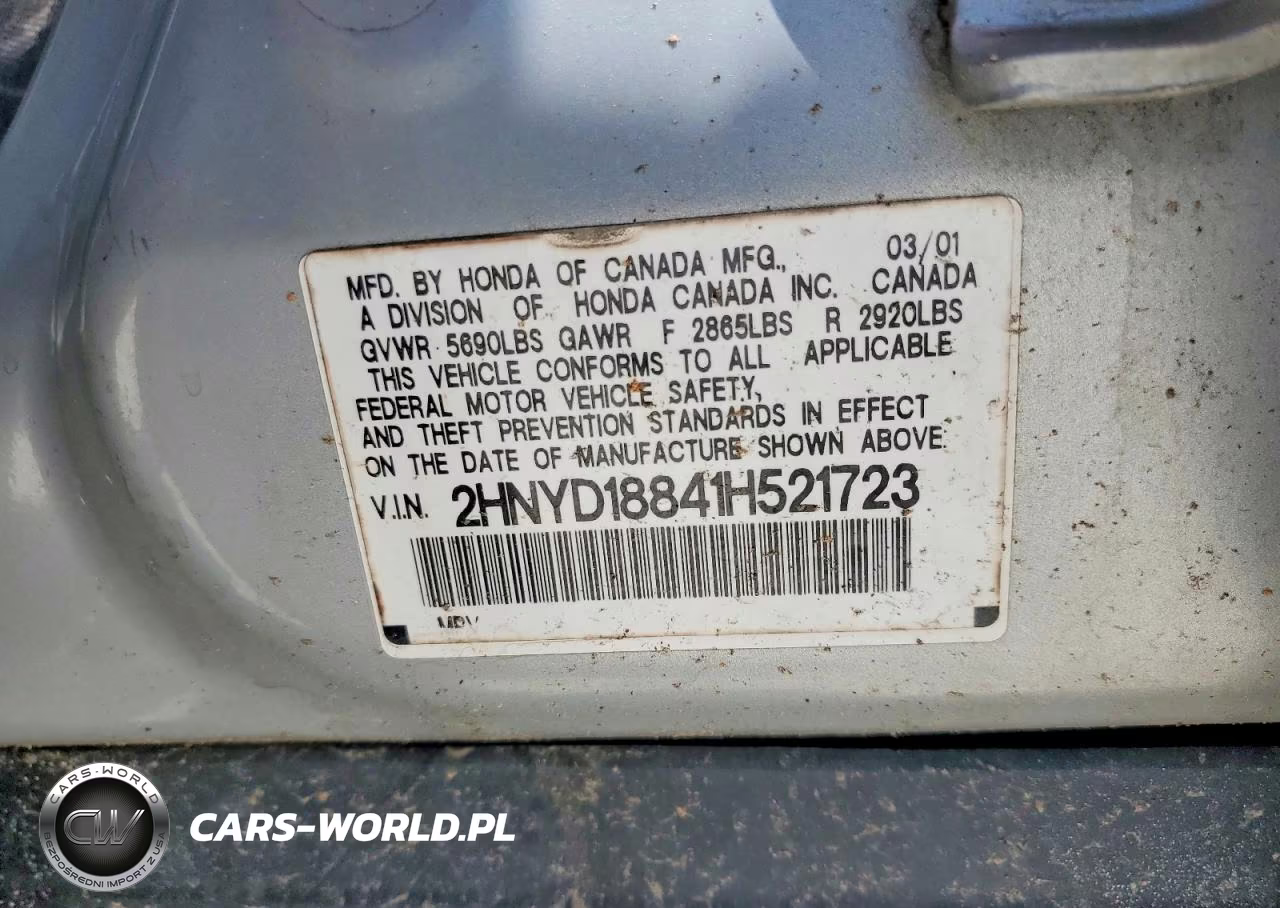 2001 Acura Mdx Touring VIN:2HNYD18841H521723 - 13