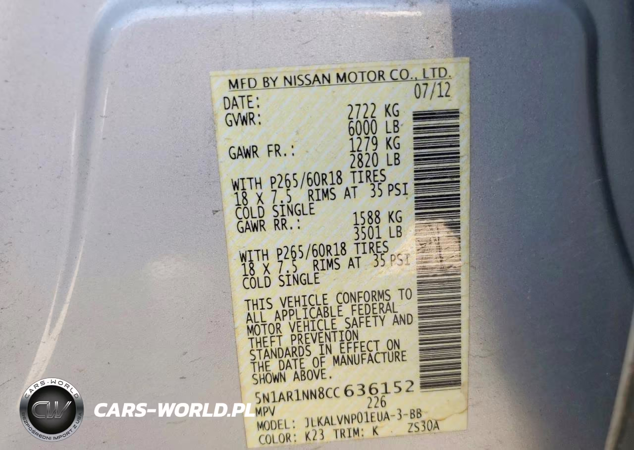 2012 Nissan Pathfinder S VIN:5N1AR1NN8CC636152 - 13