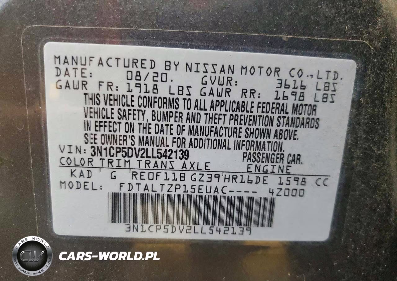 2020 Nissan Kicks Sr VIN:3N1CP5DV2LL542139 - 12