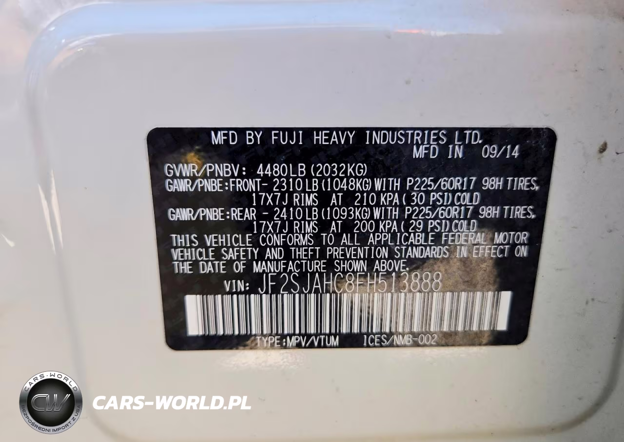 2015 Subaru Forester 2.5I Limited VIN:JF2SJAHC8FH513888 - 12