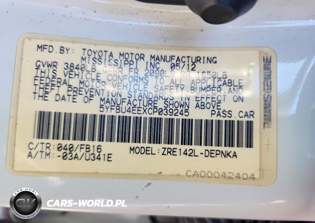 2012 Toyota Corolla Le VIN:5YFBU4EEXCP039245 - 12