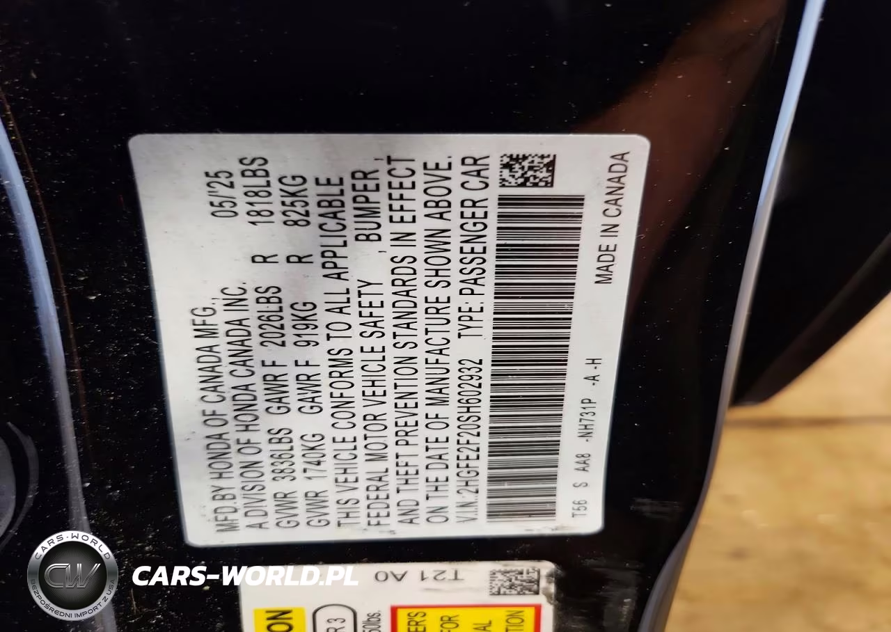 2025 Honda Civic Lx VIN:2HGFE2F20SH602932 - 12