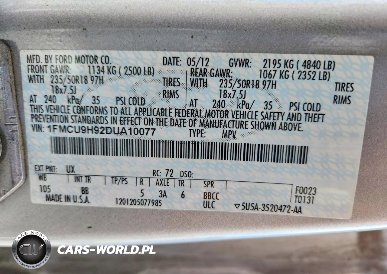 2013 Ford Escape Sel VIN:1FMCU9H92DUA10077 - 13