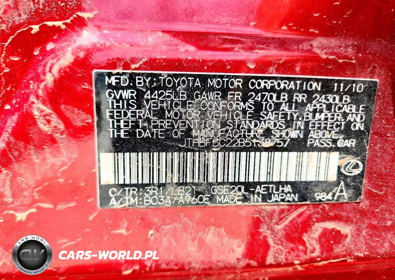 2011 Lexus Is 250 VIN:JTHBF5C22B5138757 - 13