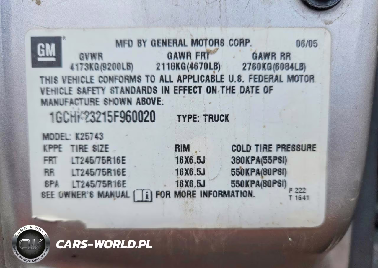 CHEVROLET 2500 4X4 VIN:1GCHK23215F960020 - 12