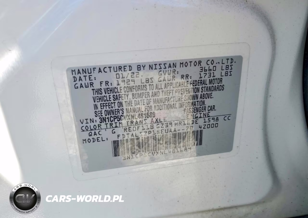 2022 Nissan Kicks Sv VIN:3N1CP5CVXNL481689 - 13