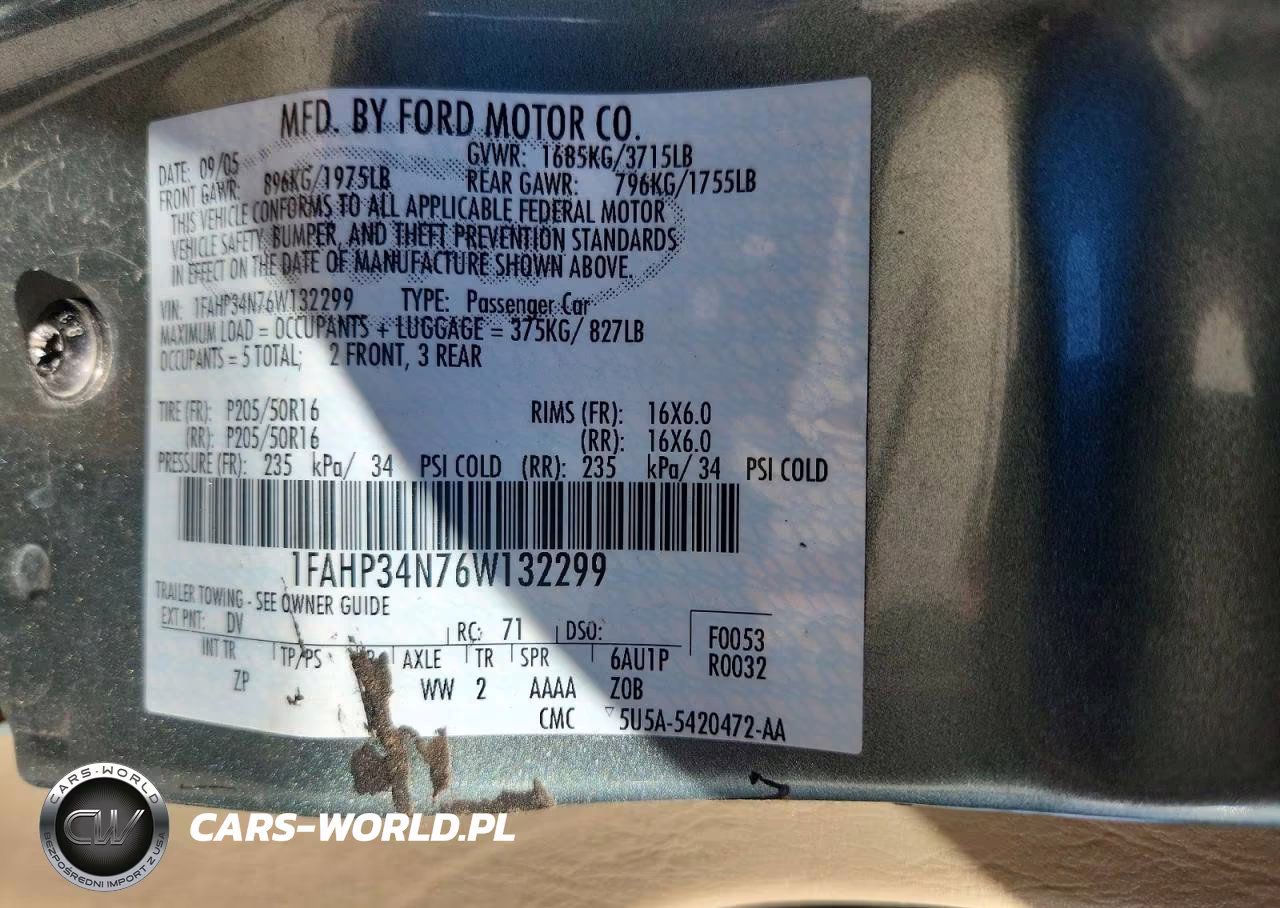 2006 Ford Focus Zx4 VIN:1FAHP34N76W132299 - 12