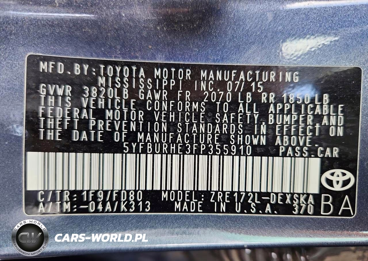 2015 Toyota Corolla S Plus VIN:5YFBURHE3FP355910 - 13