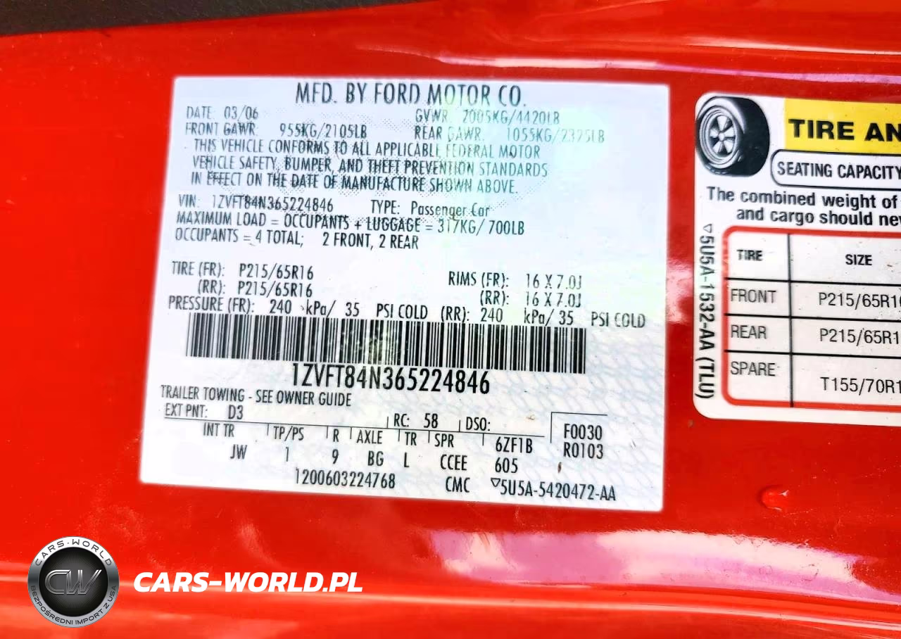 2006 Ford Mustang VIN:1ZVFT84N365224846 - 13