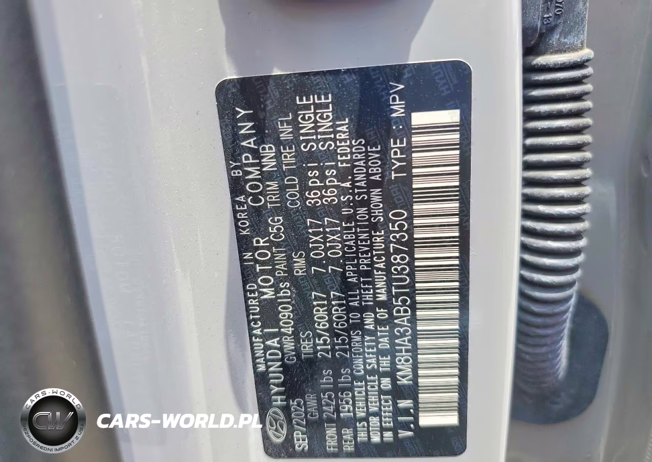 2026 Hyundai Kona Se VIN:KM8HA3AB5TU387350 - 12