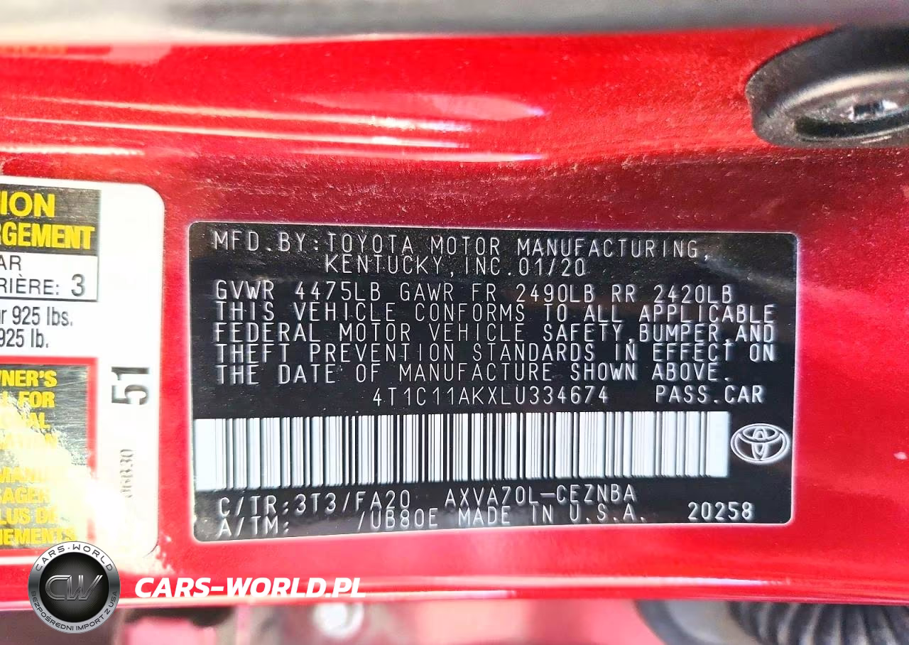 2020 Toyota Camry Le VIN:4T1C11AKXLU334674 - 12