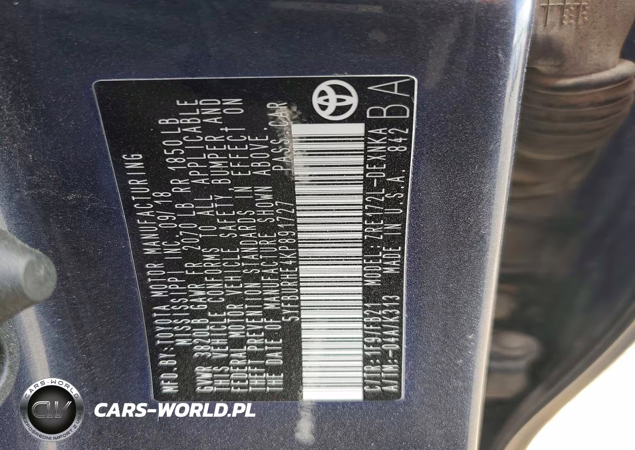 2019 Toyota Corolla Le VIN:5YFBURHE4KP891727 - 12