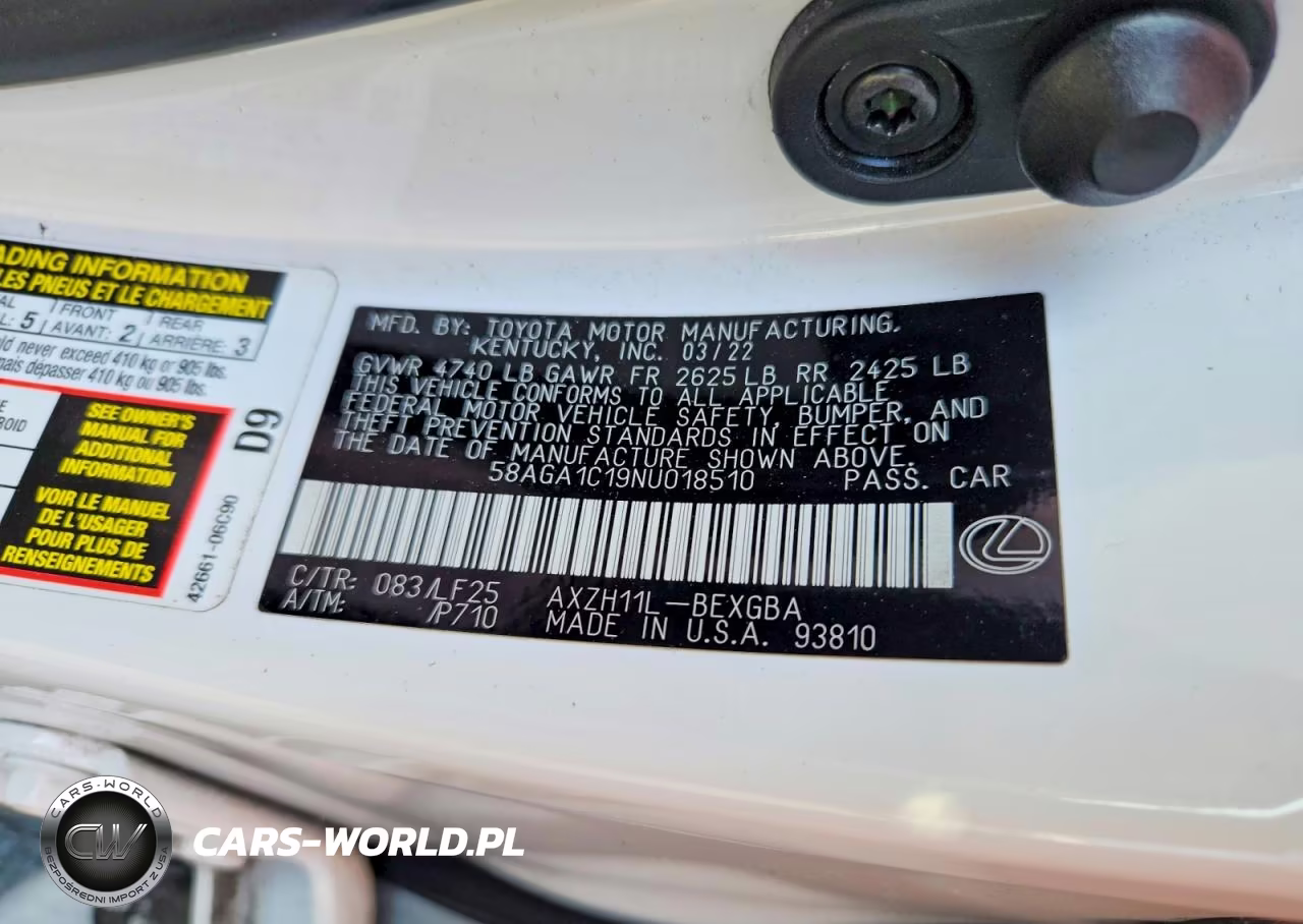 2022 Lexus Es 300H F Sport VIN:58AGA1C19NU018510 - 12