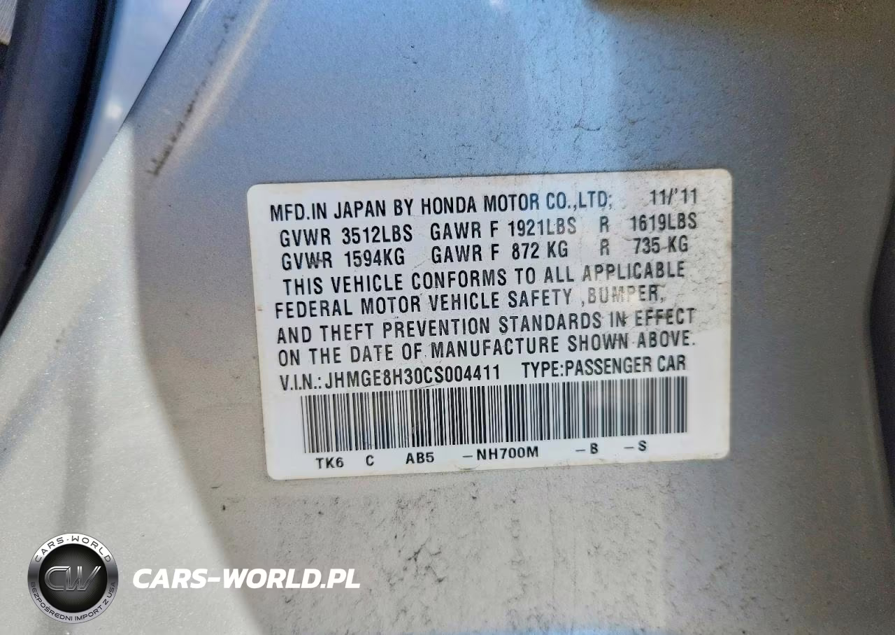 2012 Honda Fit VIN:JHMGE8H30CS004411 - 13