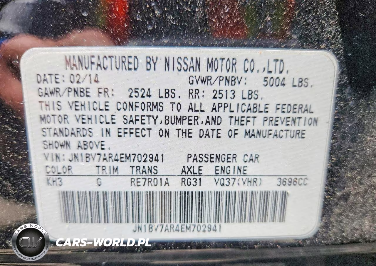 2014 Infiniti Q50 Base VIN:JN1BV7AR4EM702941 - 12