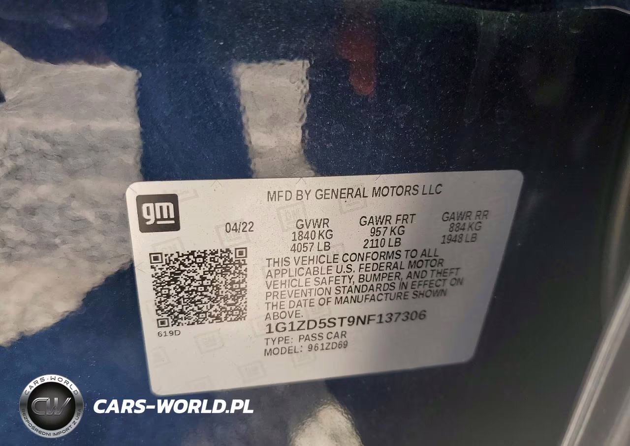 2022 Chevrolet Malibu Lt VIN:1G1ZD5ST9NF137306 - 12