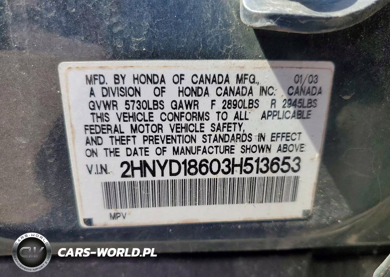 2003 Acura Mdx Touring VIN:2HNYD18603H513653 - 13