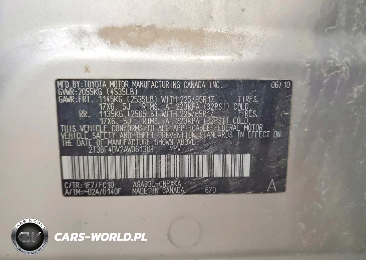 2010 Toyota Rav4 Base VIN:2T3BF4DV2AW061304 - 13