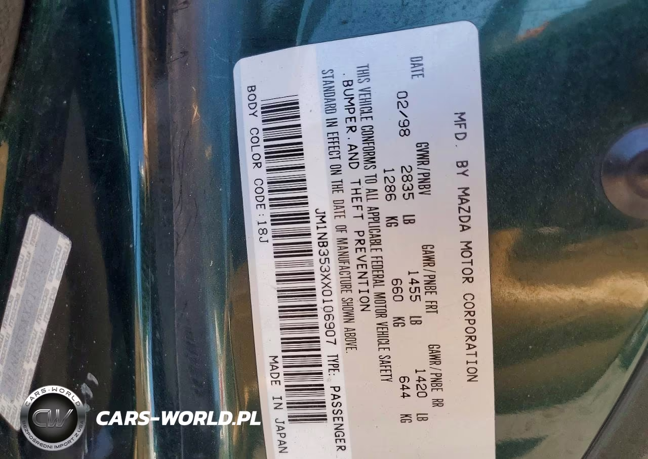 1999 Mazda Mx-5 Miata VIN:JM1NB353XX0106907 - 12