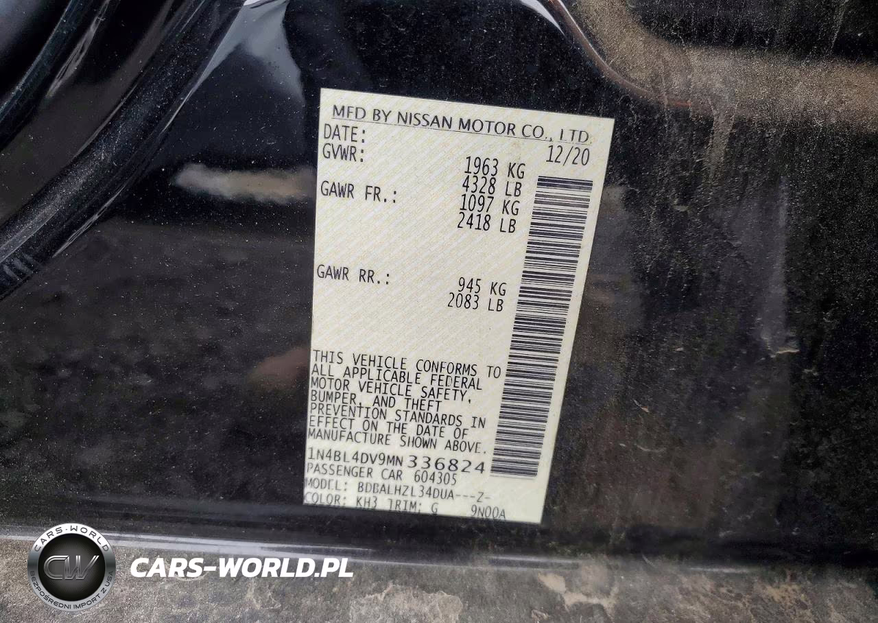 2021 Nissan Altima Sv VIN:1N4BL4DV9MN336824 - 12