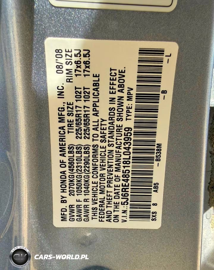 2008 Honda Cr-V Ex VIN:5J6RE48518L043959 - 10