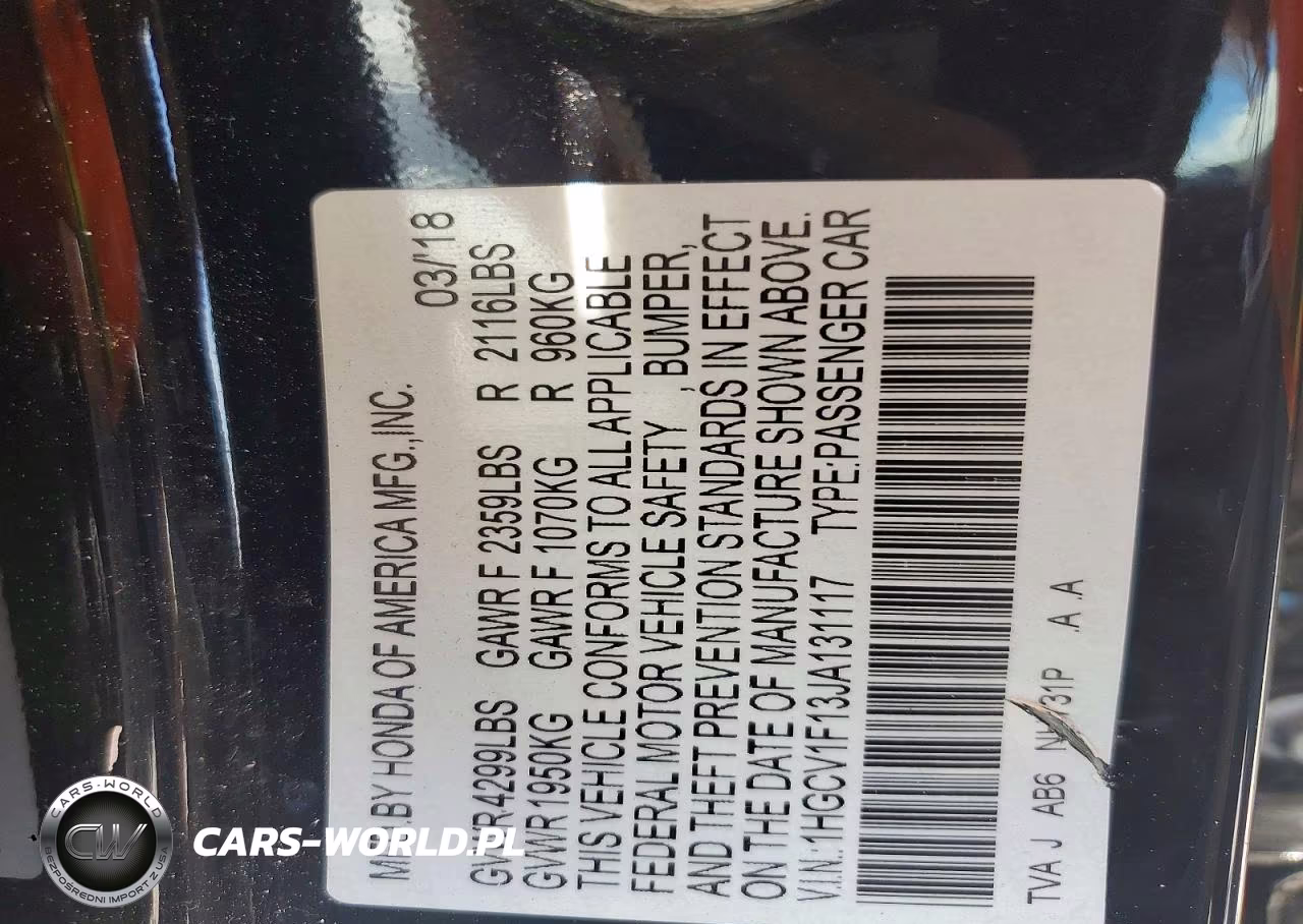 2018 Honda Accord Lx VIN:1HGCV1F13JA131117 - 12