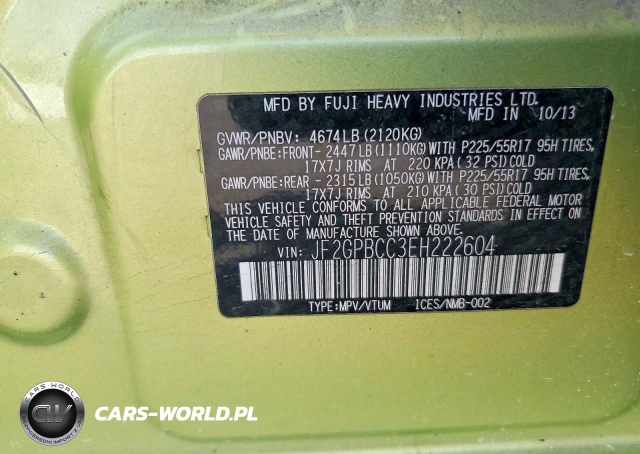 2014 Subaru Xv Crosstrek 2.0I Hybrid VIN:JF2GPBCC3EH222604 - 13